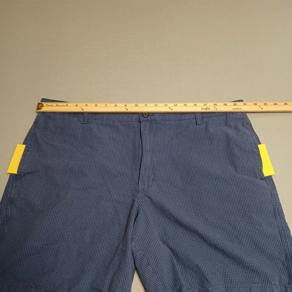 Chaps‎ Shorts Mens 42 Navy Summer NVY Seersucker Micro Check Cotton Flat Front